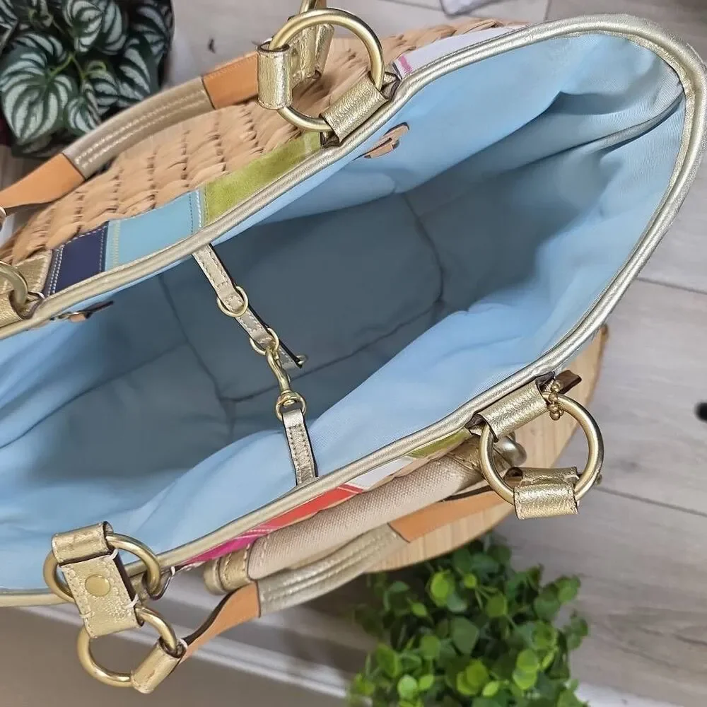 Coach Rare Vintage Legacy Lily Straw Tote - Picture 16 of 16